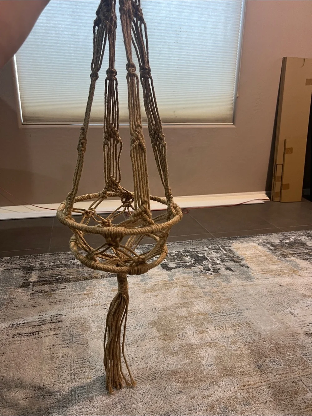 Bohemian Jute Macramé Hanging Plant Holder - Natural 40” z18